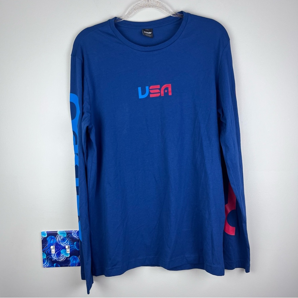 NWT Oakley USA STAR Long Sleeve Tee Shirt Outdoors Fishing UPF Beach Large
